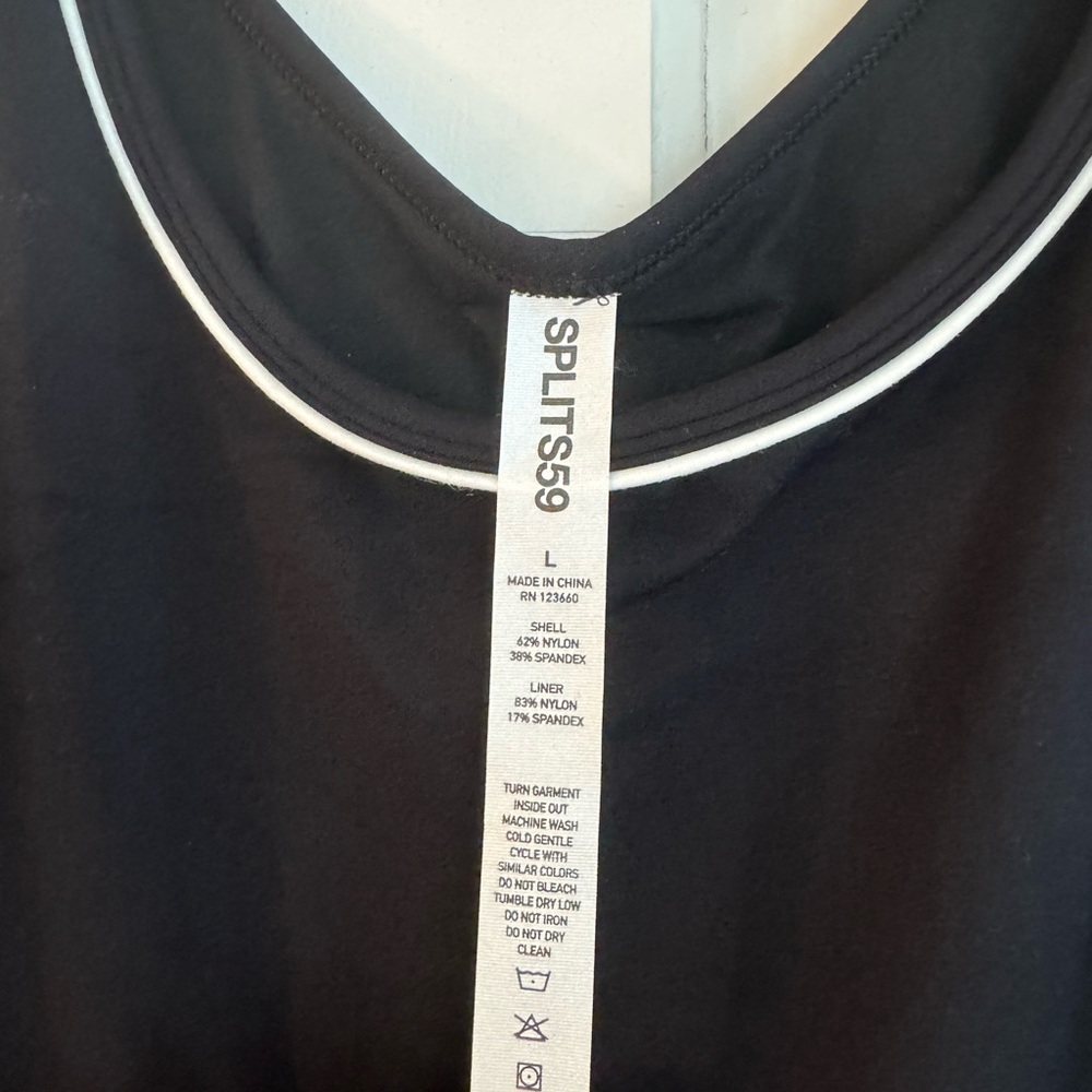Splits59 Black Martina workout Dress with White Piping. Size Large. NWT - Picture 2 of 4
